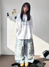 ゴッド ウォー シルバー グラフィック オーバーサイズ Tシャツ 3カラー