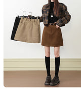 Brown Suede-Touch A-Line Pocket Skirt
