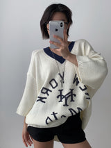 プレディ NY Vネック半袖ニット (2color)