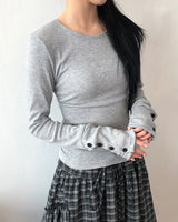 Soel Slim Fit Button-Sleeve Long Sleeve T-Shirt