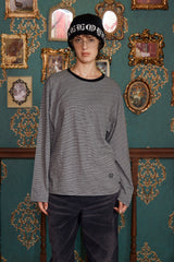 LOGO STRIPE LONG SLEEVE T SHIRT / BLACK