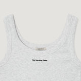 リブジャージーレタリングノースリーブTシャツ