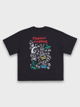 DOODLE SKULL TEE - CHARCOAL