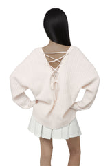 Hugging ribbon pleated skirt, White