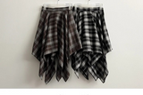 Hial Hem Unbalanced Line Check Banding Skirt