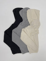 [wool 55%] ミニホールラグランフーデッドニット