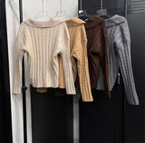 [F/W] Cable v neck kara crop knit(4color)