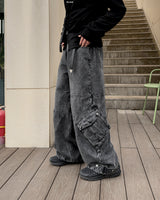 Skull Dart Wide Cargo Denim Pants