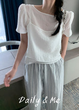 striped banding pants