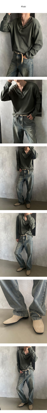 [F/W] Golgi button henry neck long sleeves (4color)