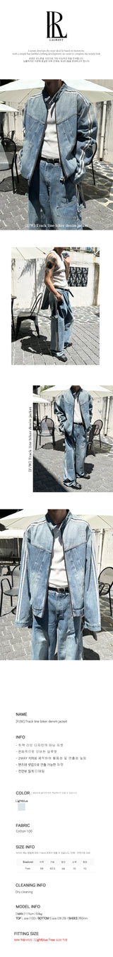[F/W] Track line biker denim jacket