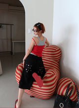 Punching Eyelet Three-Quarter Bermuda Pants