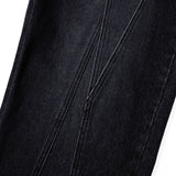 DIAGONAL CUT DENIM PANTS
 - BLACK