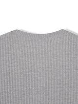 [1+1] Ribbed Muscle Henley Neck