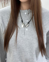 Tove Waffle Henley Neck Long Sleeve Tee
