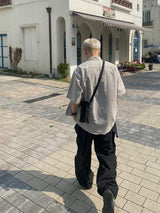 Platinum Grey Nylon Cargo Balloon Pants 2C