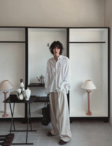 Modern three-tuck wide slacks