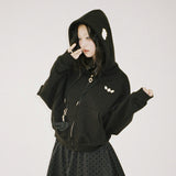 Angel Wing Zip-Up Hoodie - Black