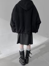 (unisex) オーバーフィットパディットフードジップアップ