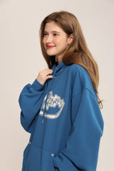Crack Printed Logo Hood - Blue