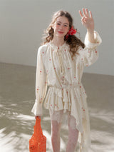 Cotton Embroidered Lace Flower Beads Romantic Dress