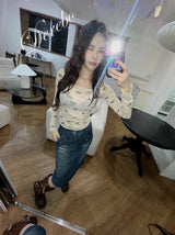 pocket midi denim skirt