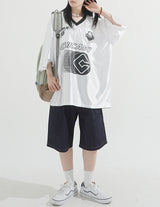 Glitter Metal Sporty V-Neck T-shirt
