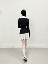 1114. Liz shirts layered pleats mini ops (2color)