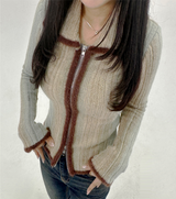 COLOR-BLOCK GRADATION 2-WAY KNIT ZIP-UP - 2 COLOR