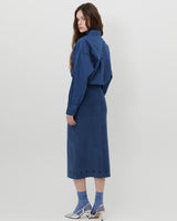 ORNAMENT PRINT CORDUROY SKIRT [NAVY]