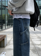 ニーチーズ002カーペンターウォッシングワイドデニムパンツ