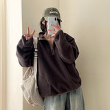 Undun incision coloration Fleece half zip-up