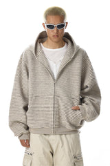 Striped Hooded Zip Sweatshirt