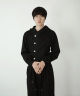 [DOJINOI] YEOMIM CROP HOODIE JUMPER BLACK