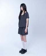 One shoulder shirring top - CHARCOAL