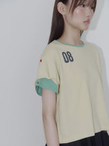 ボタンダブルスリーブレスTシャツ (イエロー)
