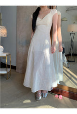 Ivory Punching Layered Long Dress