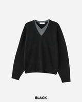 Inset Layered V-neck Knit