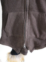 デッカウルフジョットフード付きファーニットジップアップジャケット (Wool Jacket)