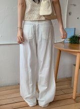 Summer Ivory Loose Cotton Wide Pants (3color)
