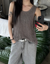 Gray washed damage wide pants