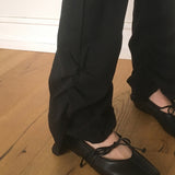 Monde Shirring Pleated Layered Bootcut Pants