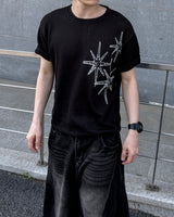ティアスターエンブロイダードショートスリーブニット