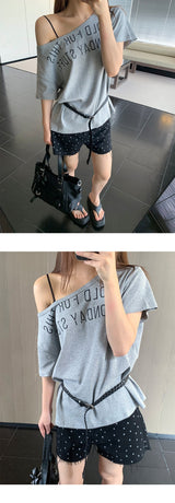 Black dot denim short pants