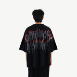 HIERARCHY STUDIOS TMTNW - ブラックバーンアウトワイドオーバーサイズTシャツ