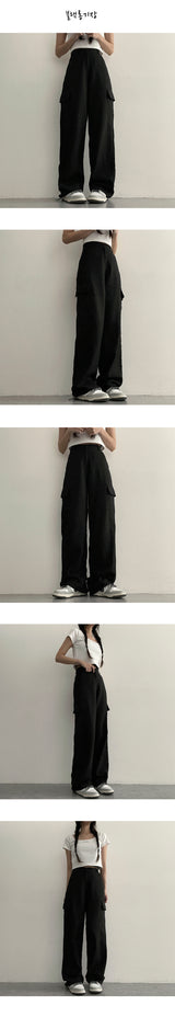 [Short, Basic, Long/S2XL] [Summer Long Pants!] May Back Banded Linen Semi Wide Cotton Cargo Pants