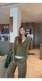 high-neck button bold ribbed loose fit knitwear