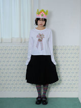 コサージュポイントスリム長袖Tシャツ