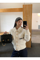 Gold button quilting jacket cardigan