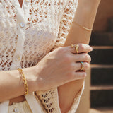 gold pavé bar 14k gold plating + 925 silver bracelet B062-02G